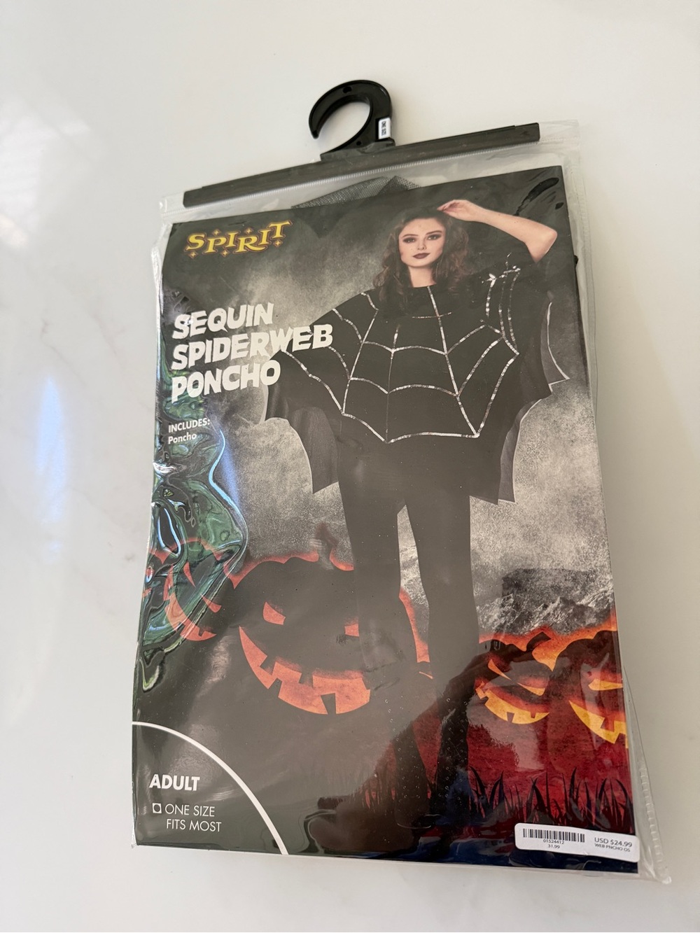Sequin Spider Web Poncho Black Mesh pullover Adult one Size open box